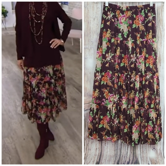 Linea by Louis Dell'olio Crinkle Boho Maxi Skirt - Picture 1 of 10